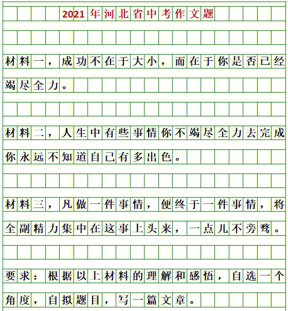 近5年河北省中考作文题目