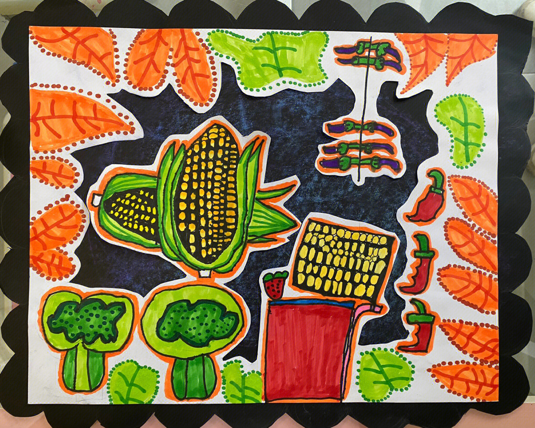 儿童画玉米高年级