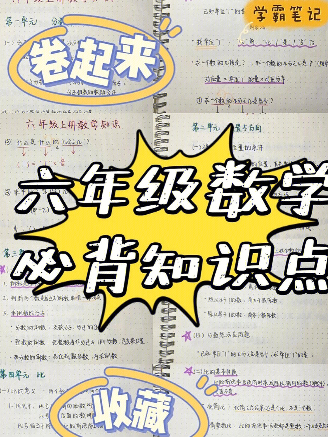 学霸笔记小学数学六年级上必备知识点一