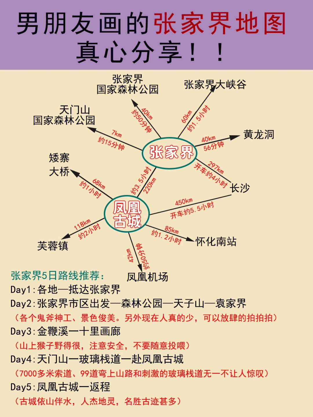 张家界手绘地图高清图片