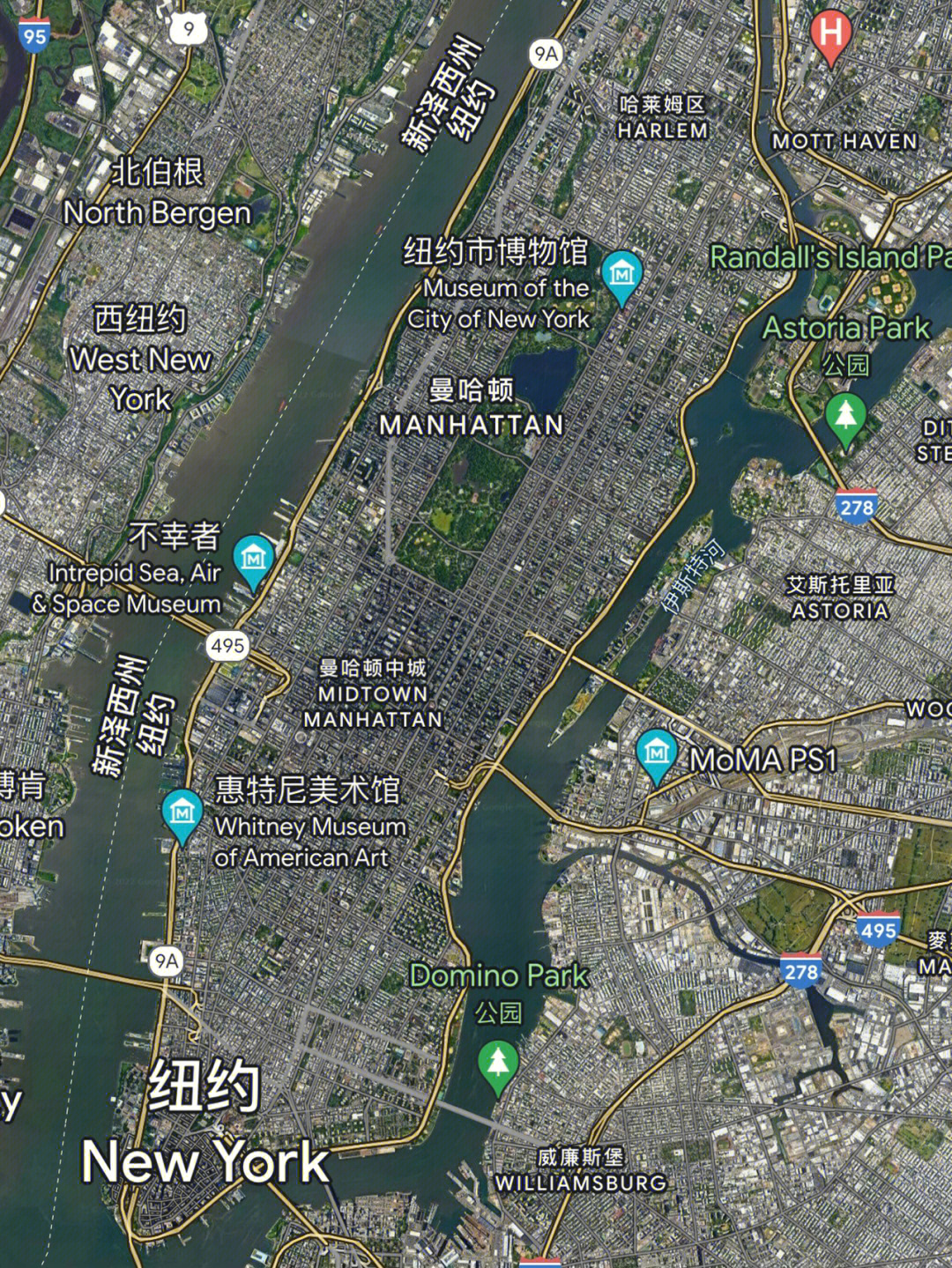 纽约曼哈顿区域划分图图片