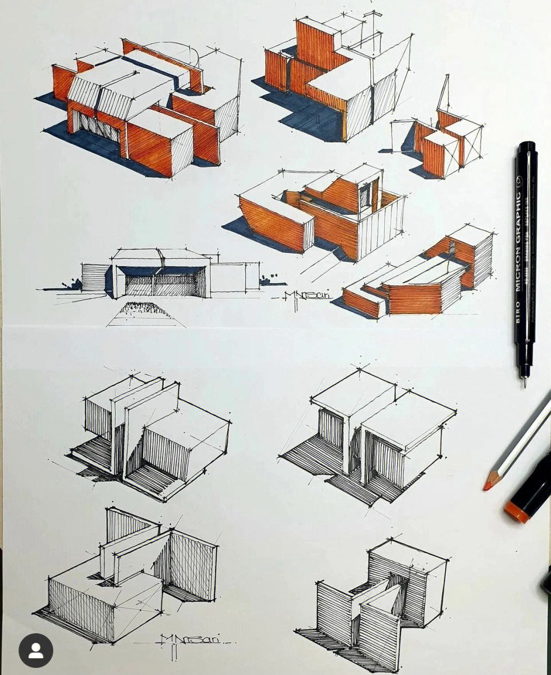 体块构成手绘图片