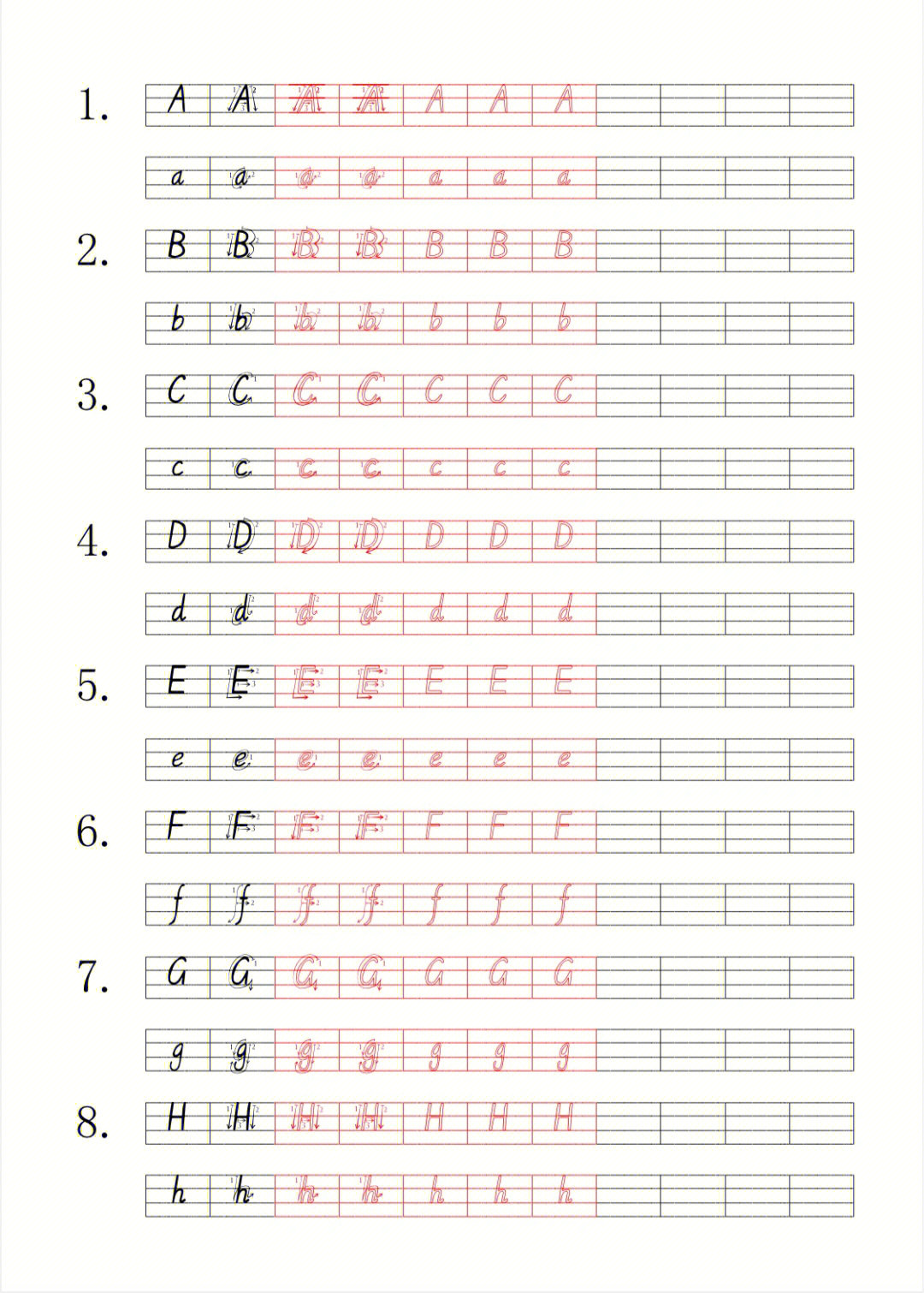 小学英语英文字母四线三格标准手写