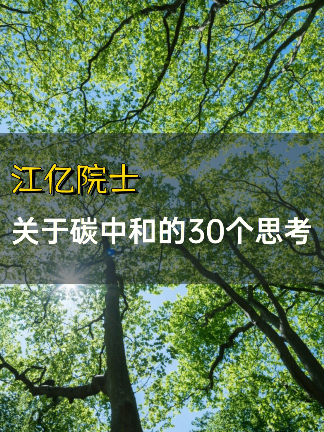 江亿院士关于碳中和的30个思考