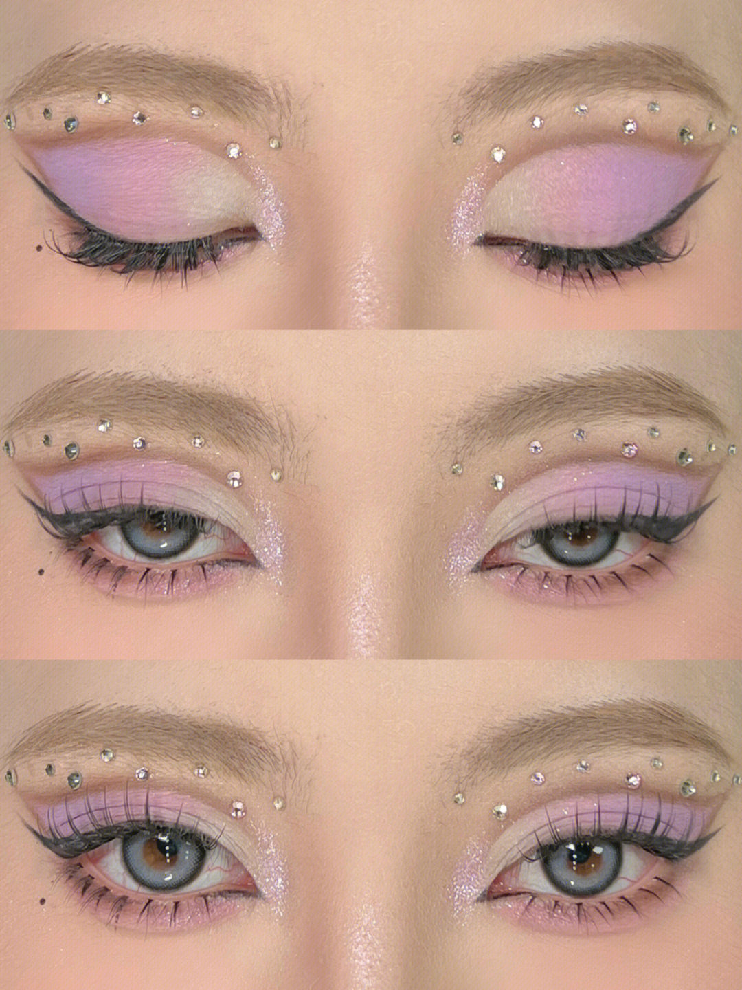 粉紫色梦幻渐变截断眼妆附教程