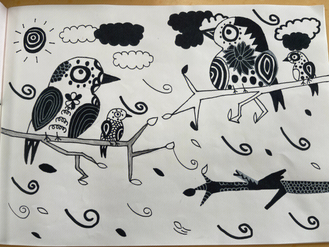 四年级鸟的纹样怎么画图片