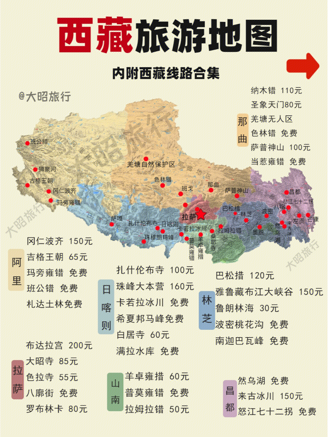 西藏旅游地图低至2k西藏线路合集