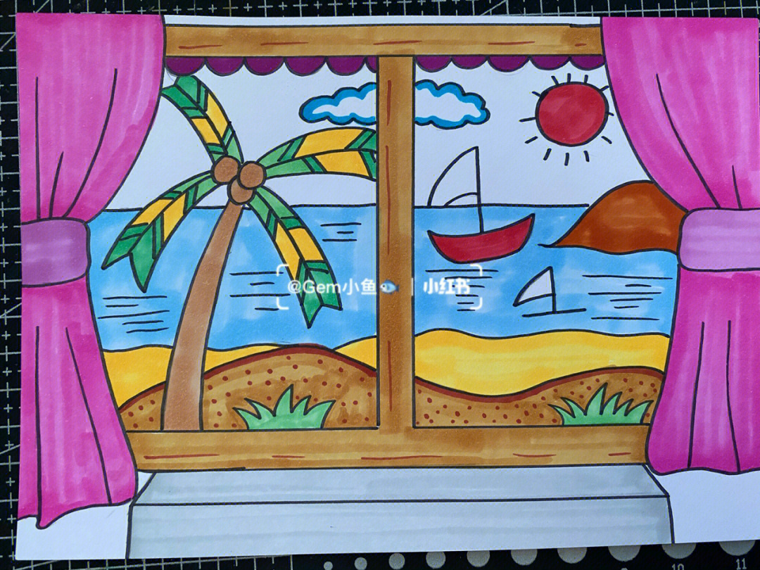 窗外的风景画画六年级图片