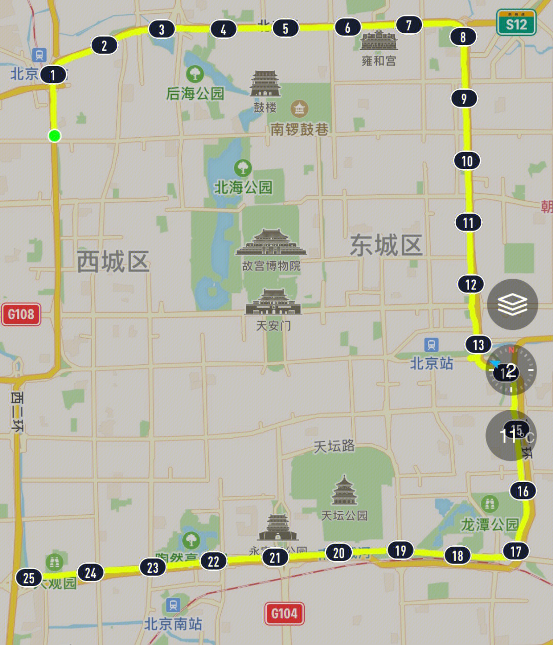 北京二环护城河路线图图片