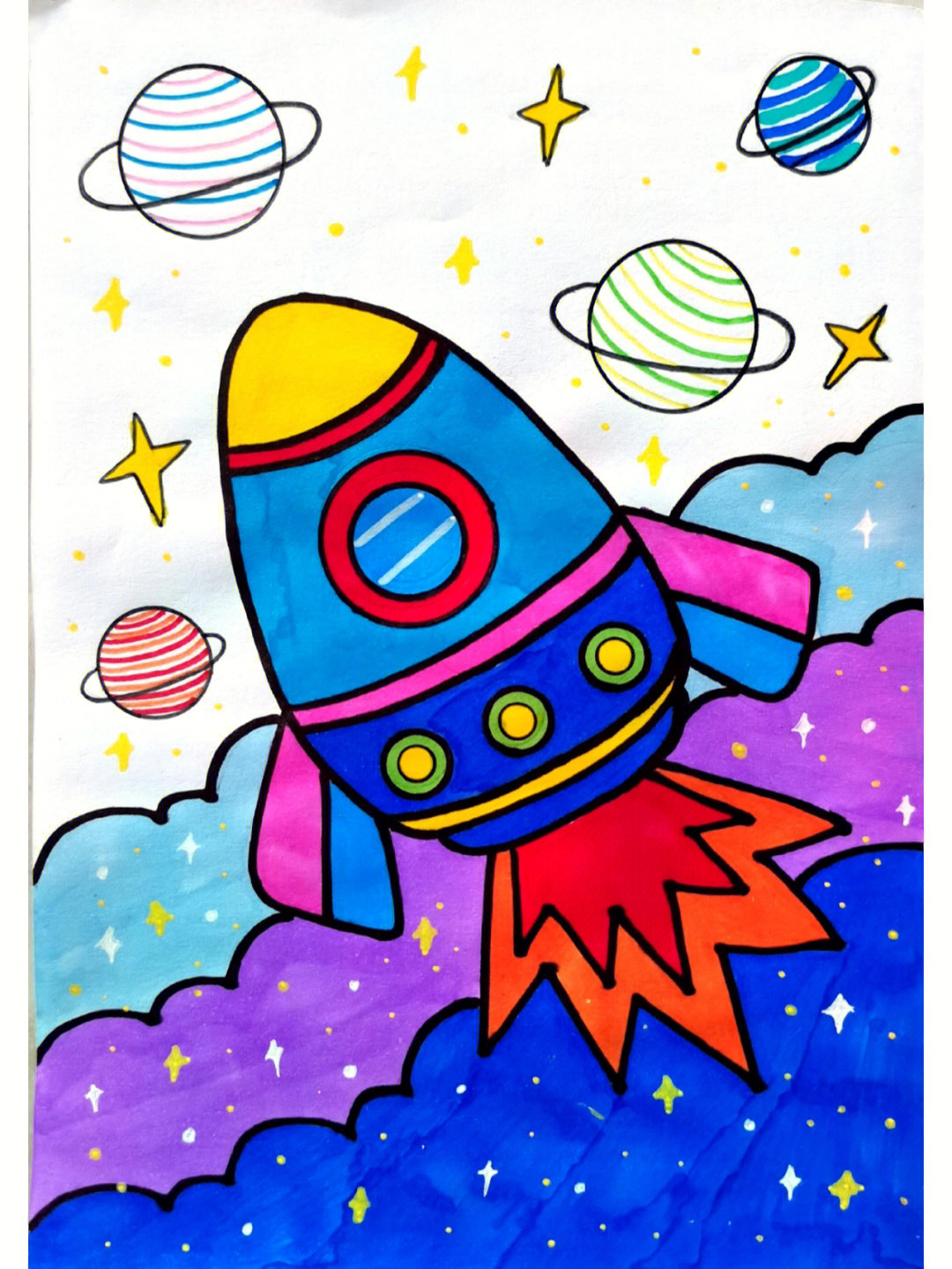 宇宙之旅儿童画六年级图片