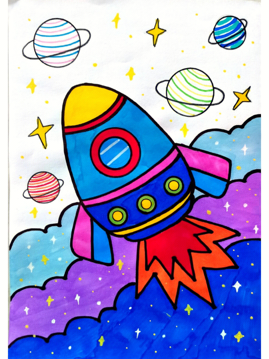 火箭星空简笔画