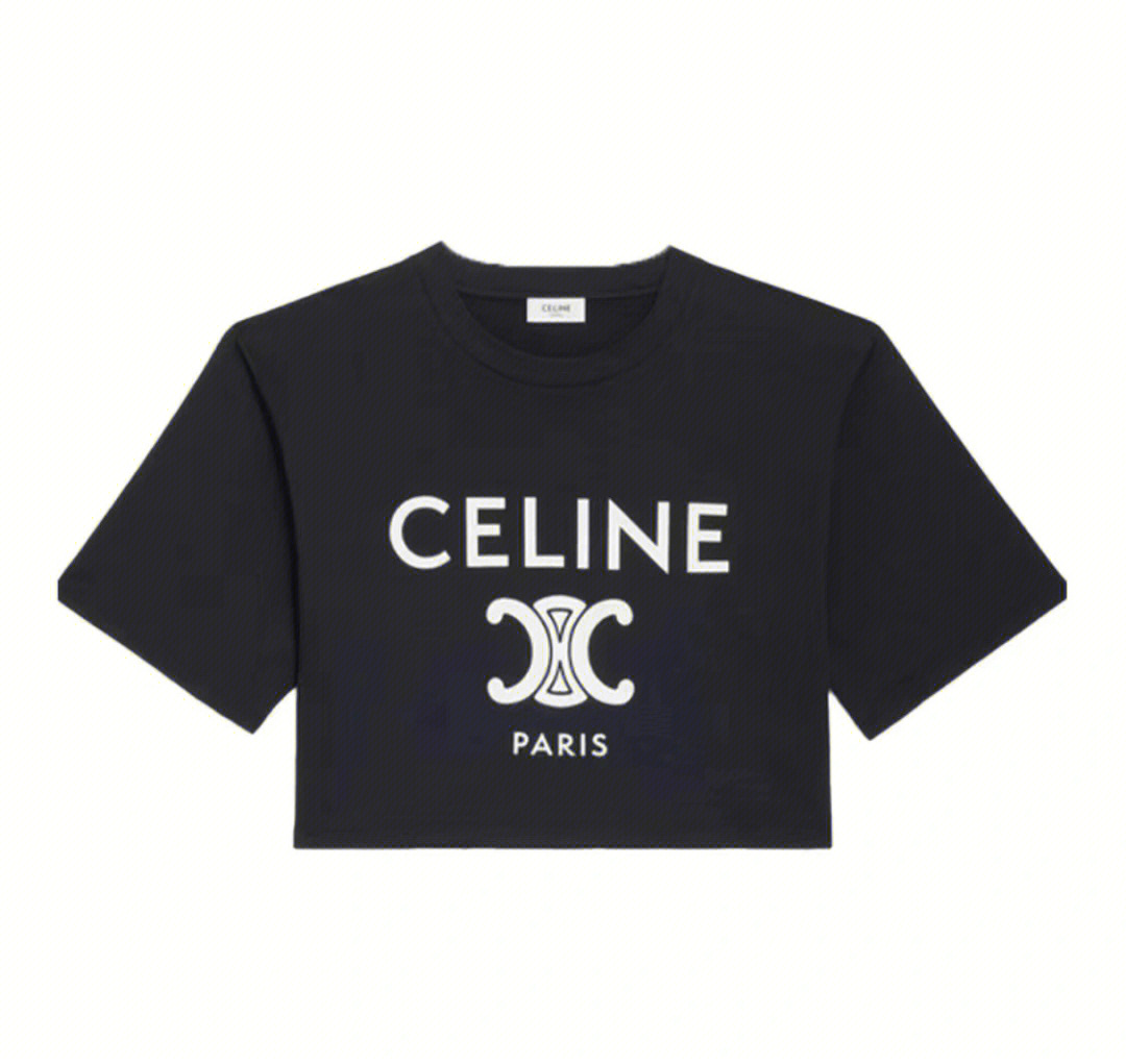 celine 22ss春夏黑色凯旋门字母logo短款短袖 好搭配