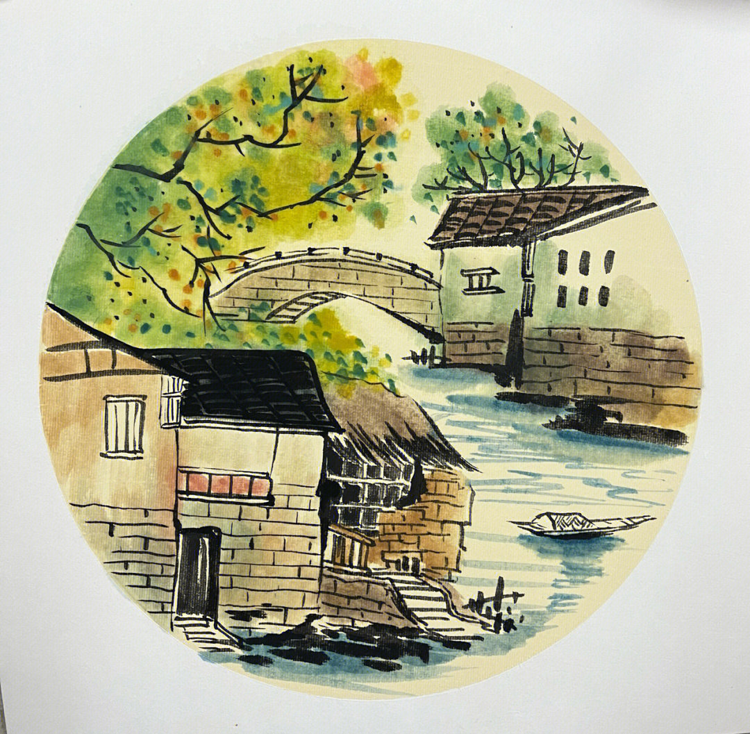 少儿国画作品风景图片