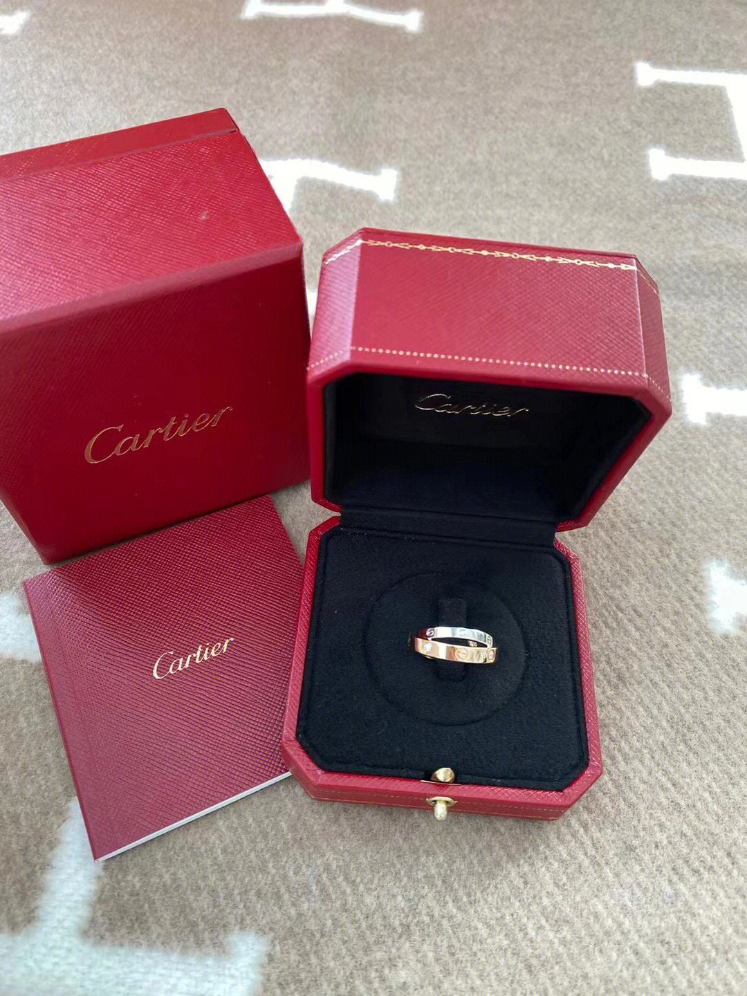 cartier/卡地亚love系列双环交叉6钻戒指 18k白金 玫瑰金