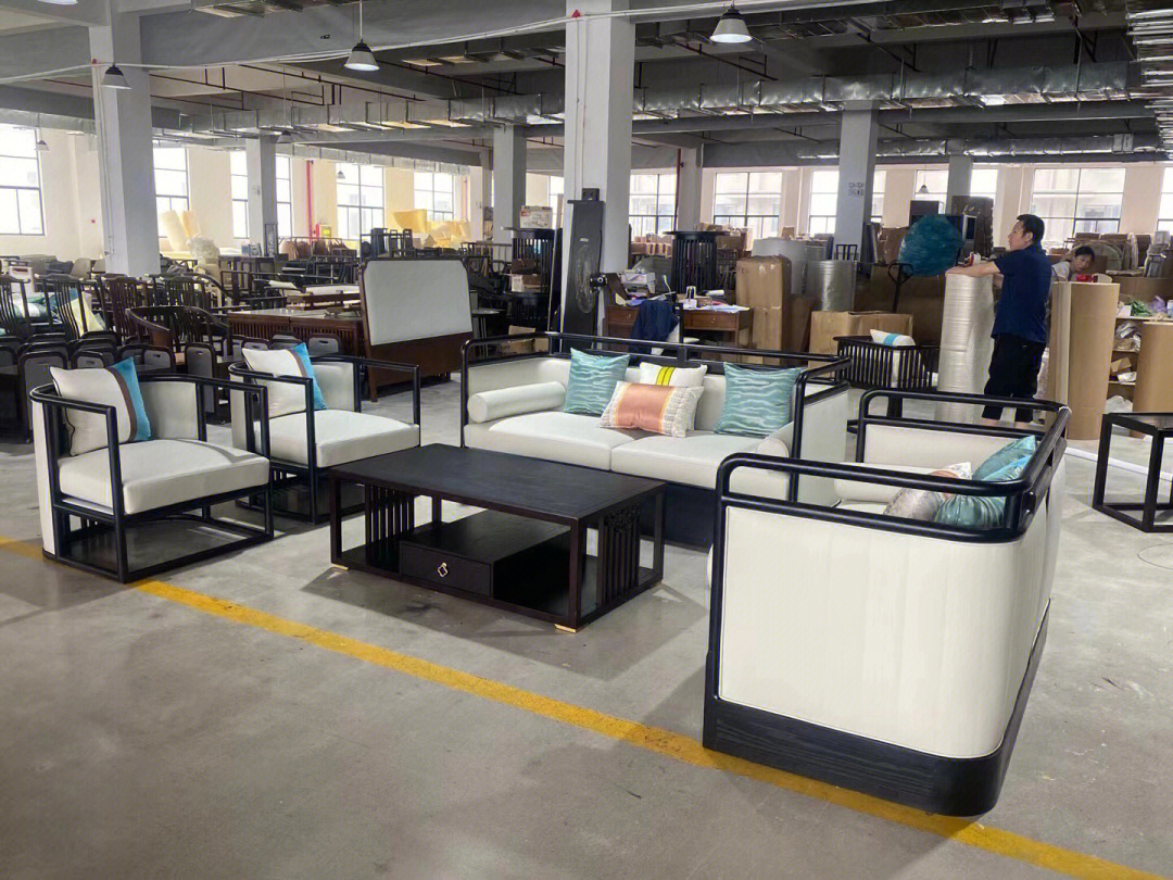 新中式沙发组合车间和展厅实拍