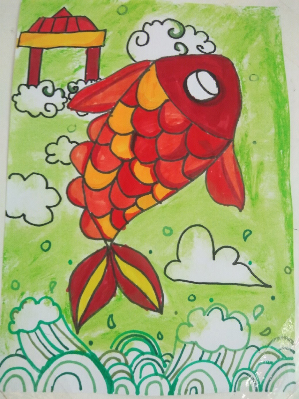 黄河大鲤鱼儿童画图片