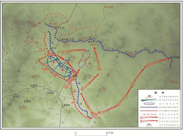 长平之战地形图图片
