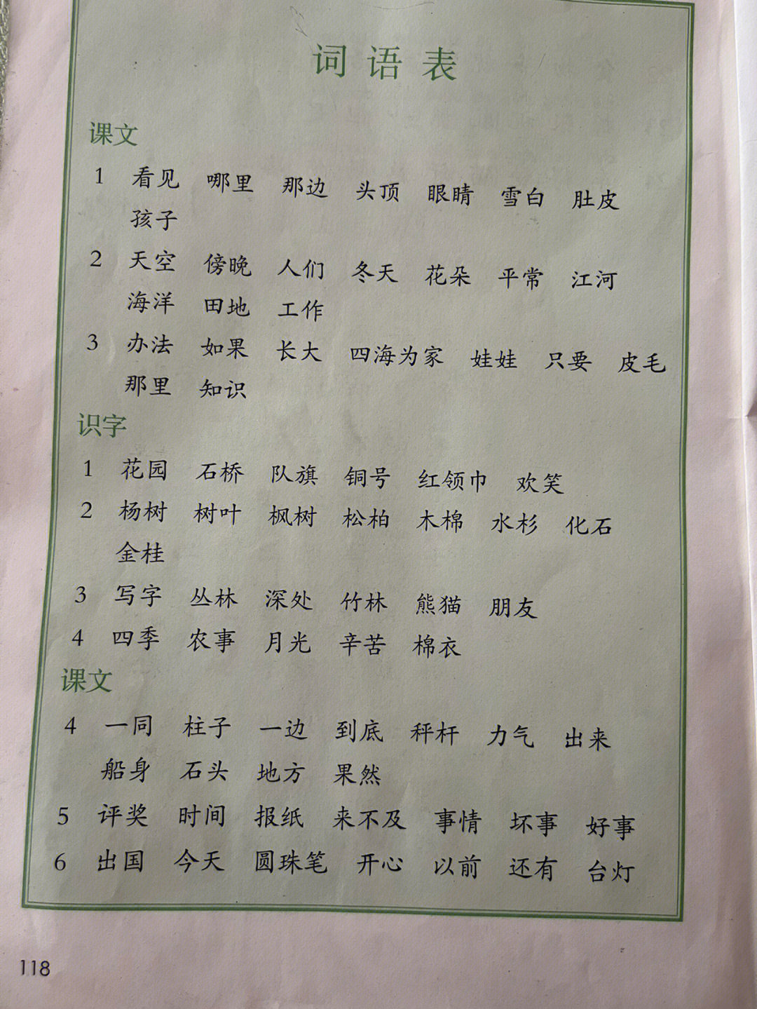 二年级上册116页生字表图片