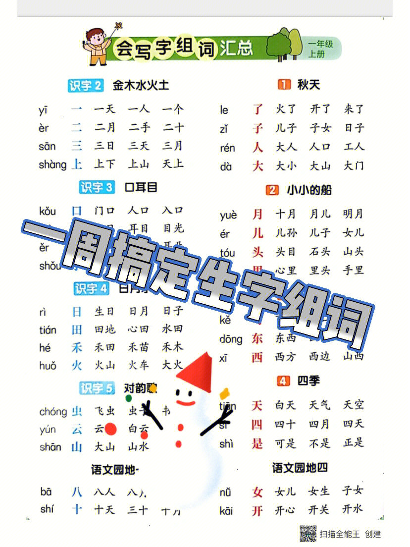 搞定整本书生字组词