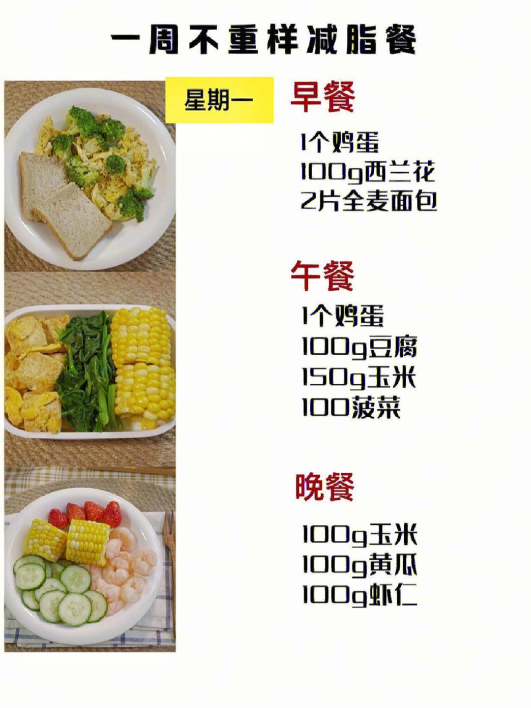 减肥餐食谱一周瘦十斤图片