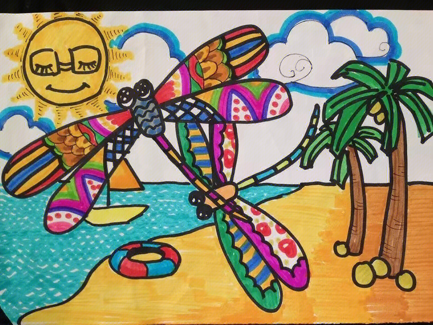 蜻蜓飞飞的画二年级图片