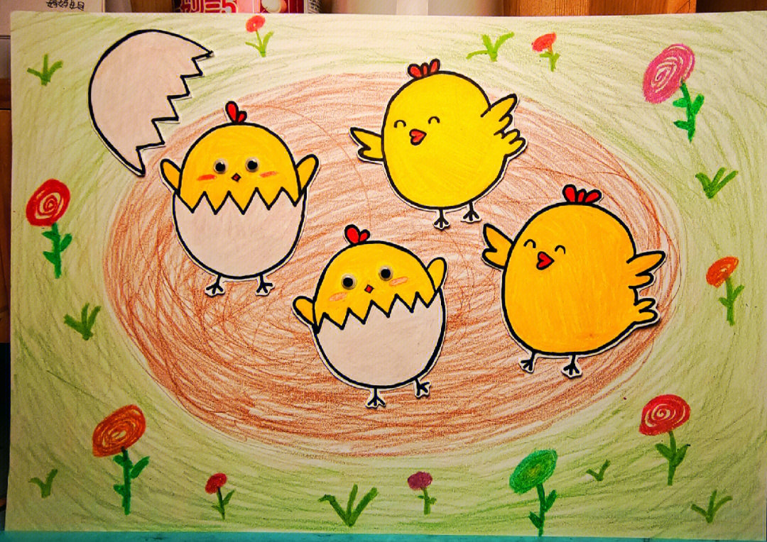 可爱的小鸡绘画图片