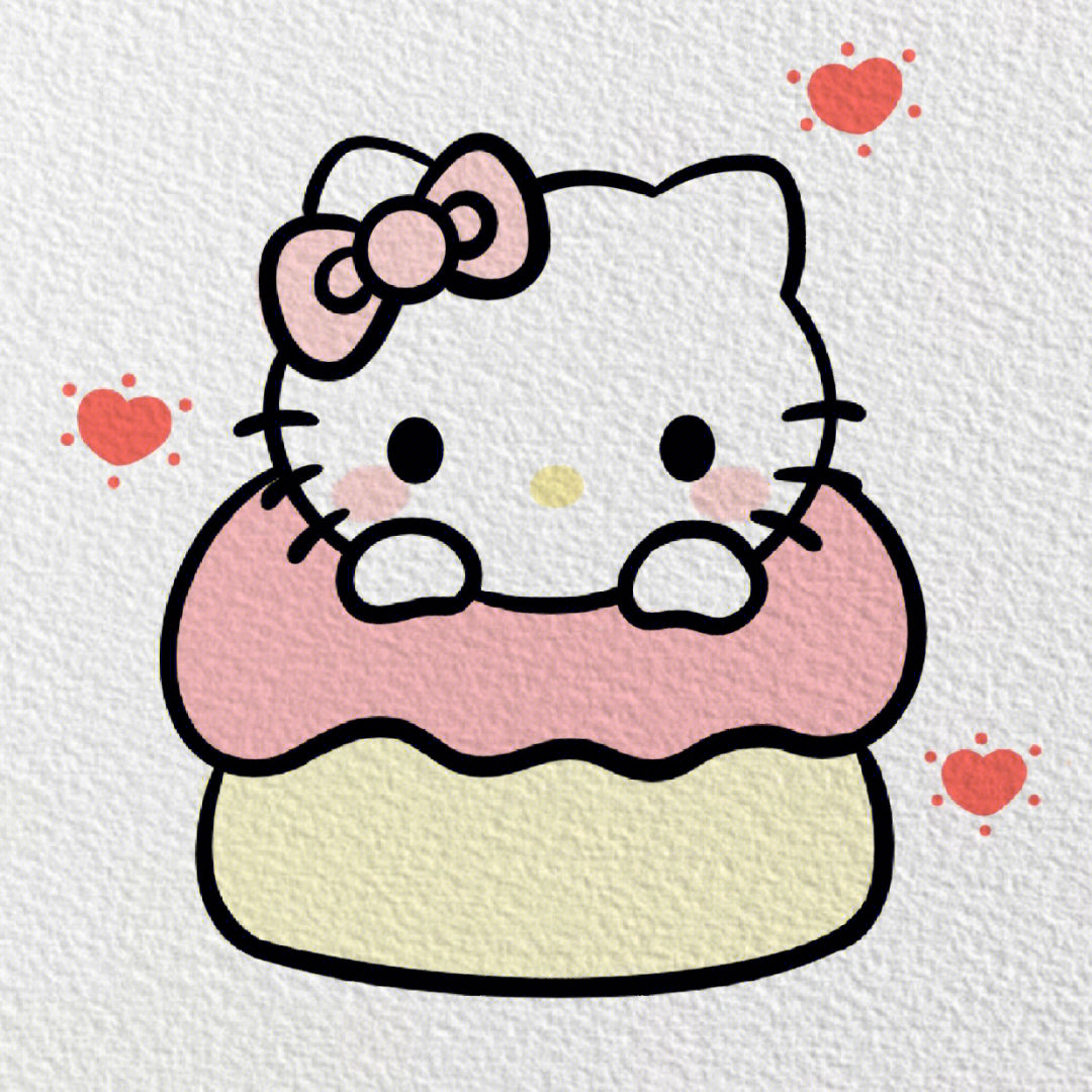 kitty猫蛋糕简笔画图片