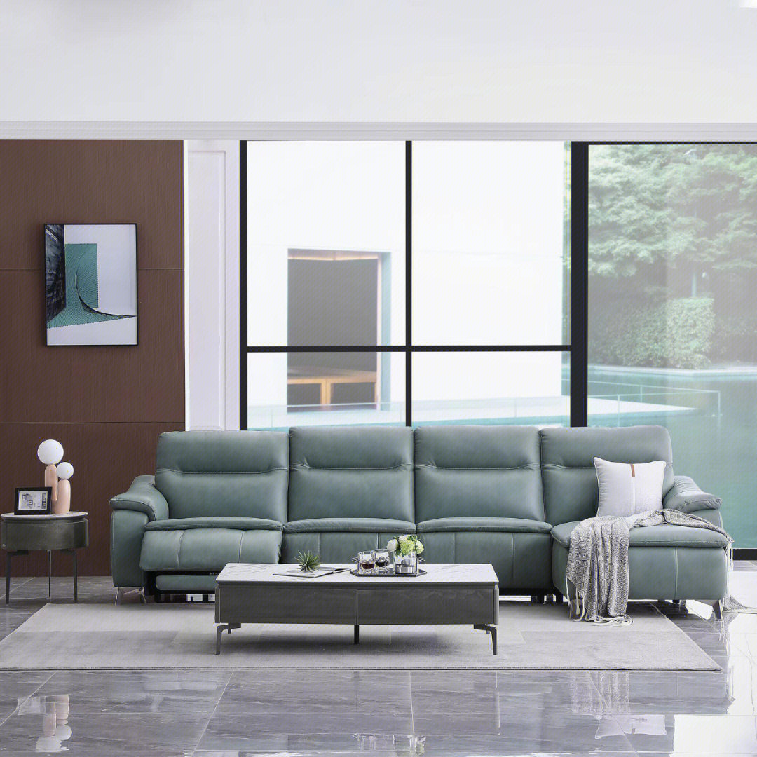 这款芝华仕的功能皮沙发,采用奢侈蒂芙尼蓝搭配轻盈造型及智能科技既