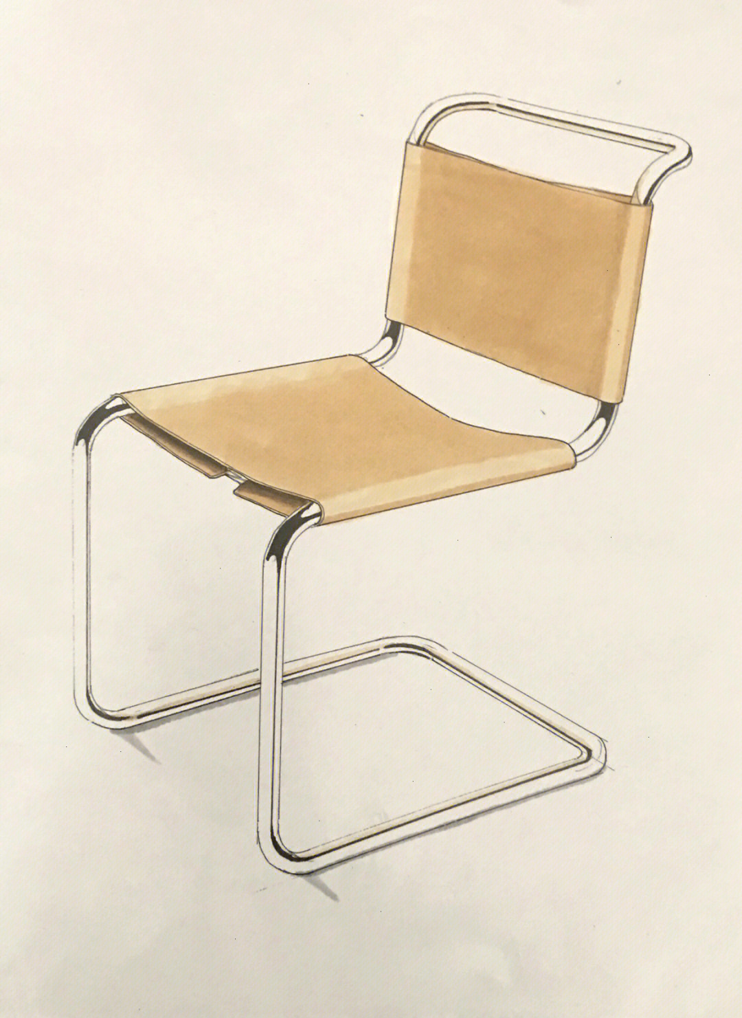 马克笔彩铅家居设计之画几把经典椅子