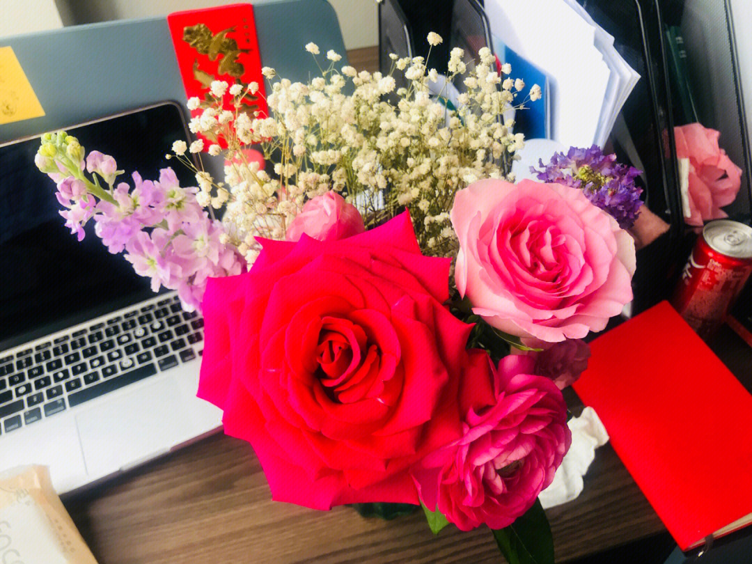 办公室里的玫瑰紫罗兰