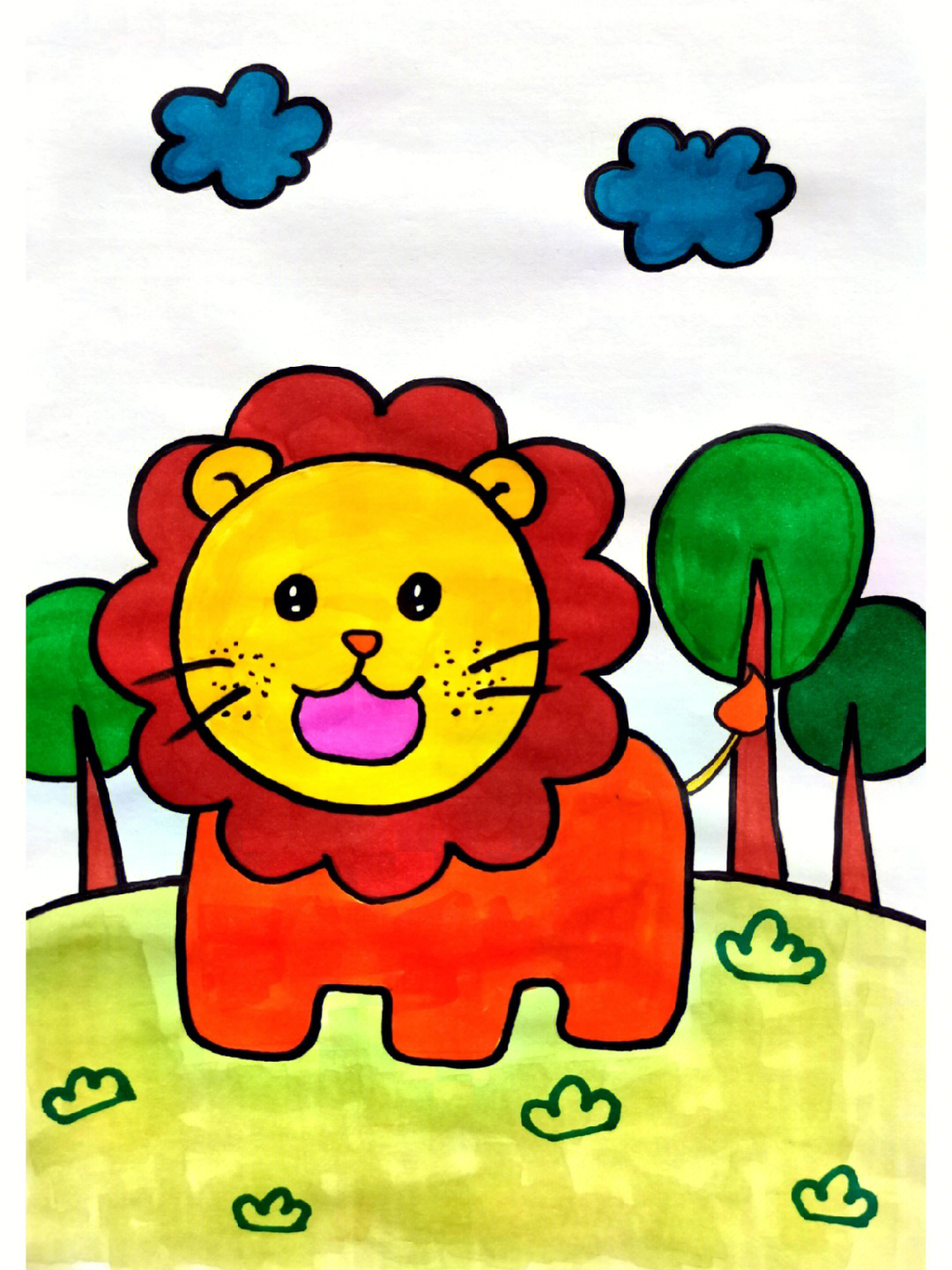 小狮子可爱简笔画图片