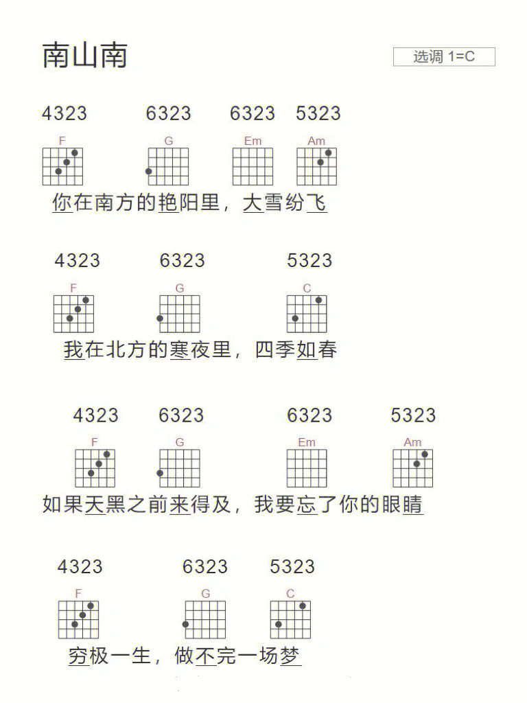 初学者吉他简谱