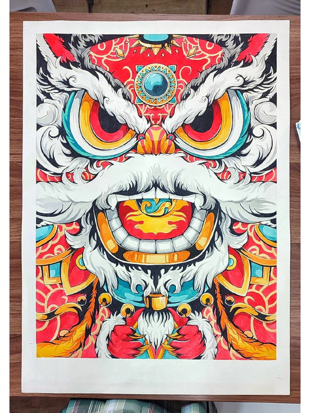 装饰画#醒狮#临摹#手绘临摹#中国传统图案纹样#中国风
