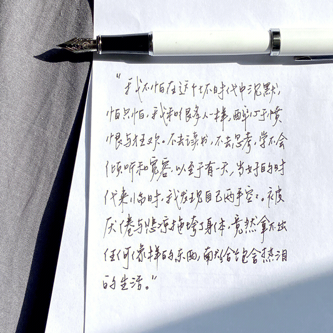 "我不怕在这个坏时代中沉默,怕只怕,我和很多人一样,醉心于愤恨与狂欢