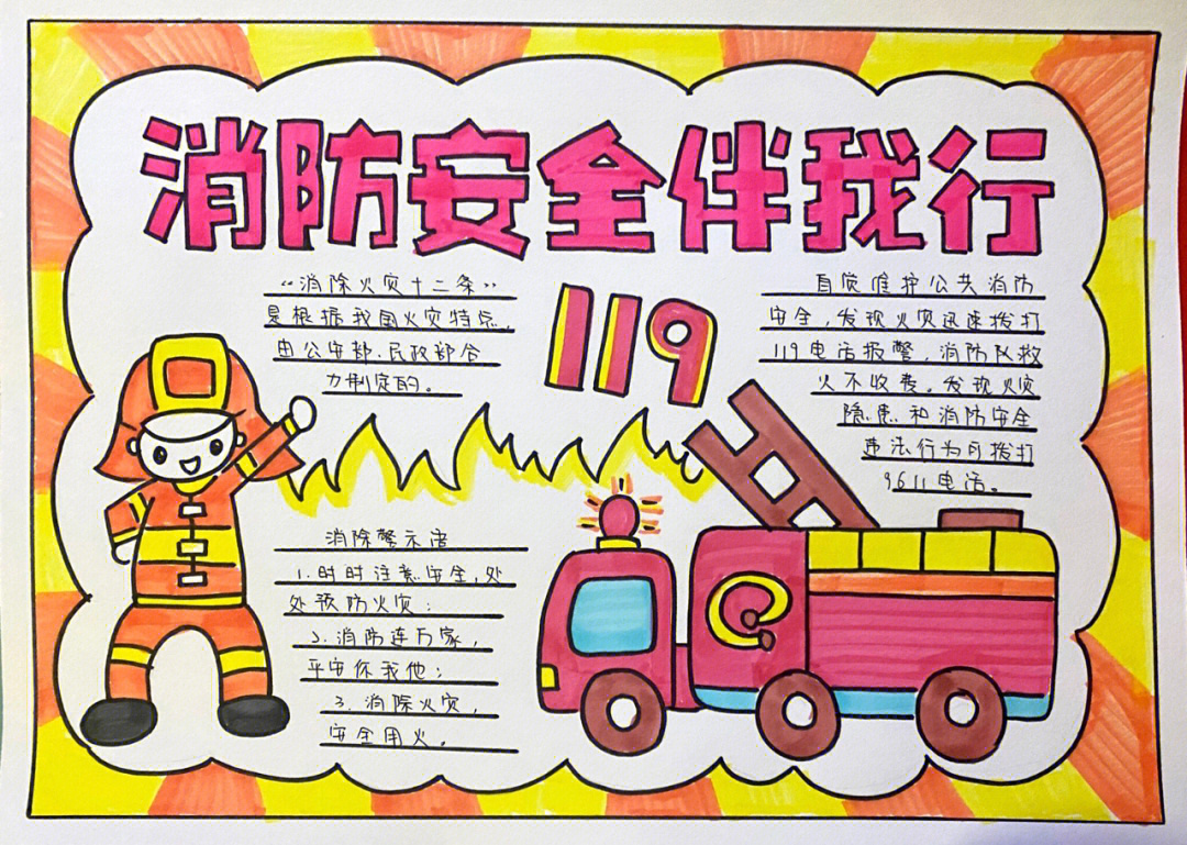 119消防安全手抄报的字图片