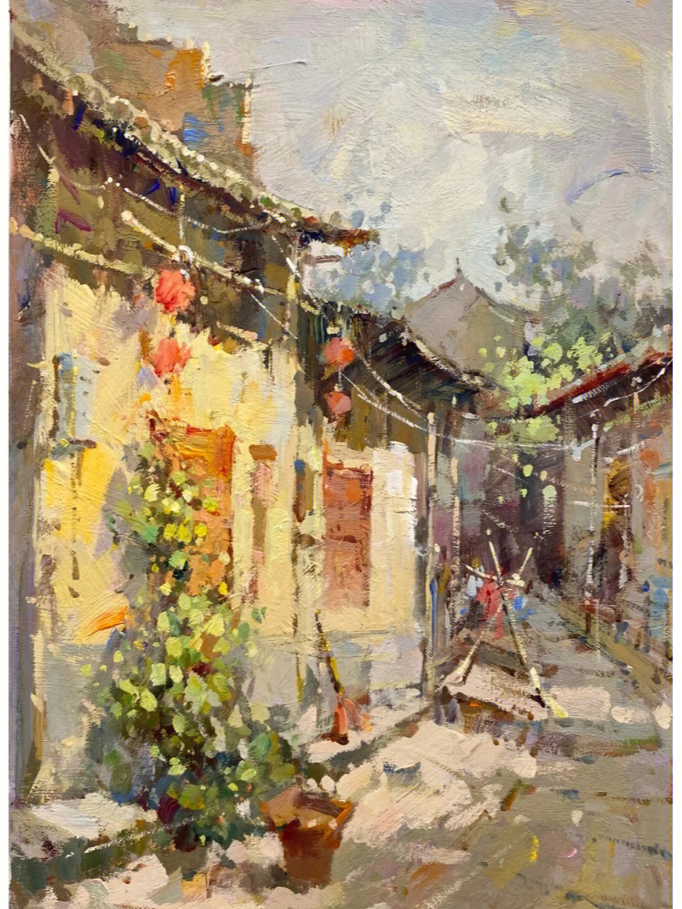 色彩素描风景画图片