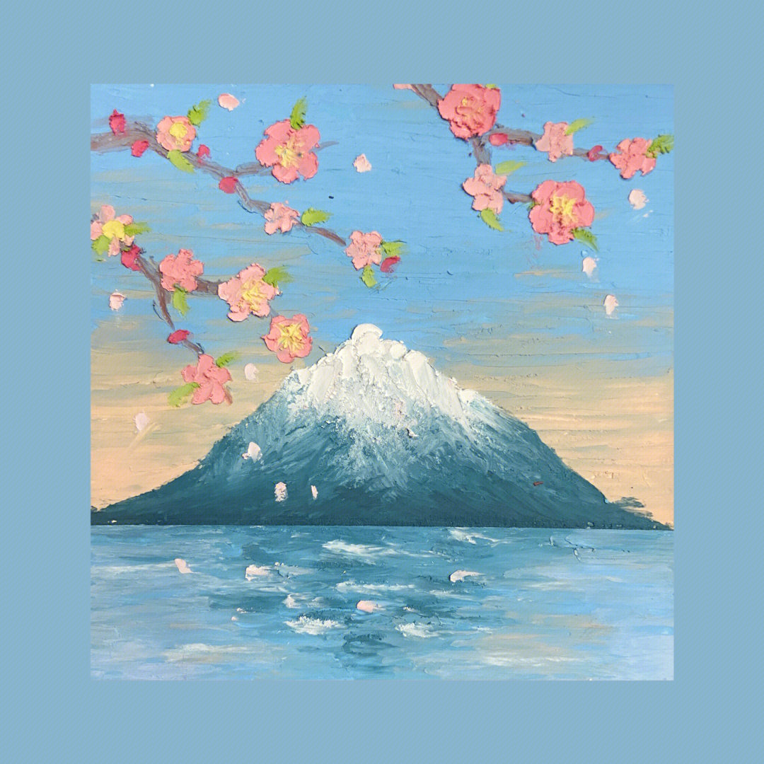 富士山下壁纸油画图片