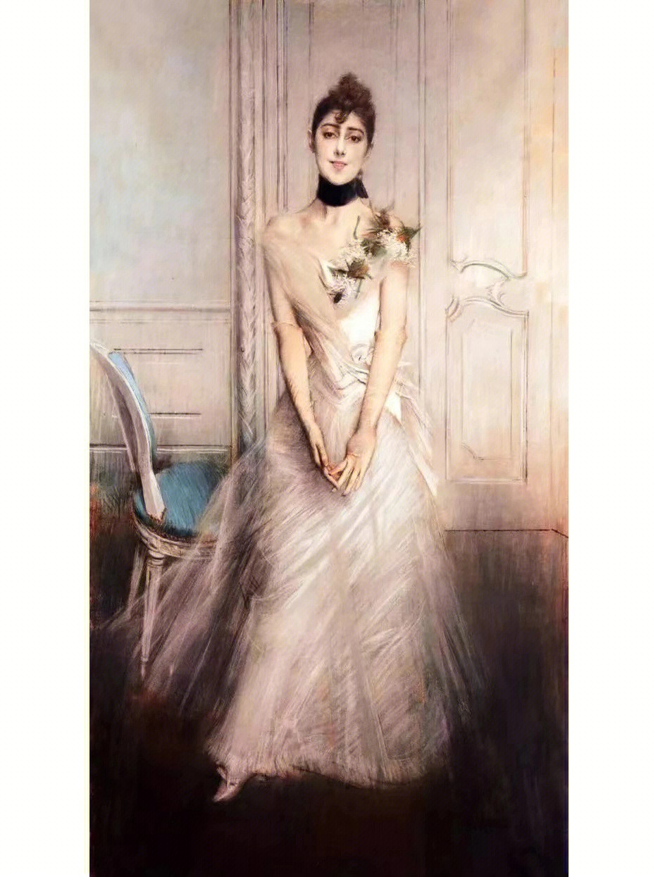 十九世纪旅法意大利画家博尔迪尼画中女子,女人味十足!