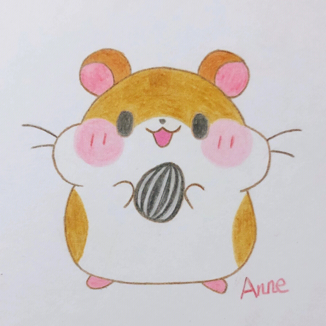 小仓鼠彩铅简笔画可爱动物手绘画