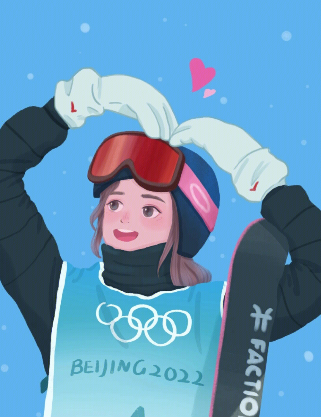 谷爱凌滑雪卡通简笔画图片