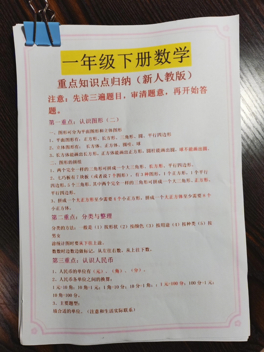 一年级数学下册期末知识点总结,能很好的帮助小朋友复习重难点#一年级