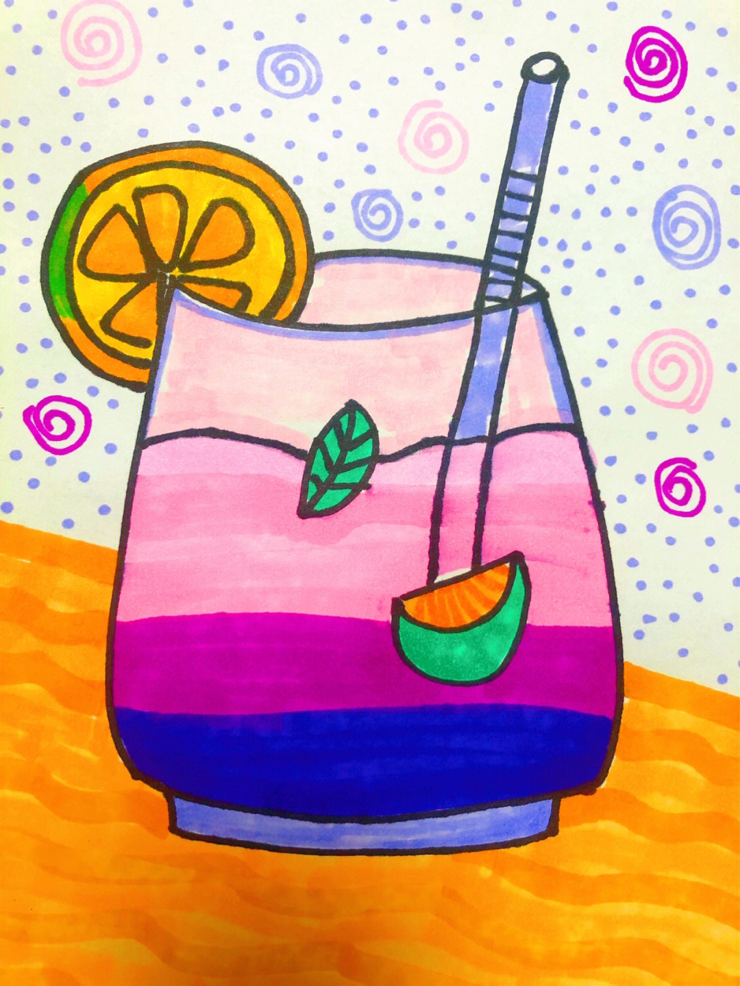 调制一杯鸡尾酒99运用色彩渐变的知识来调制一杯鸡尾酒学生们的作品