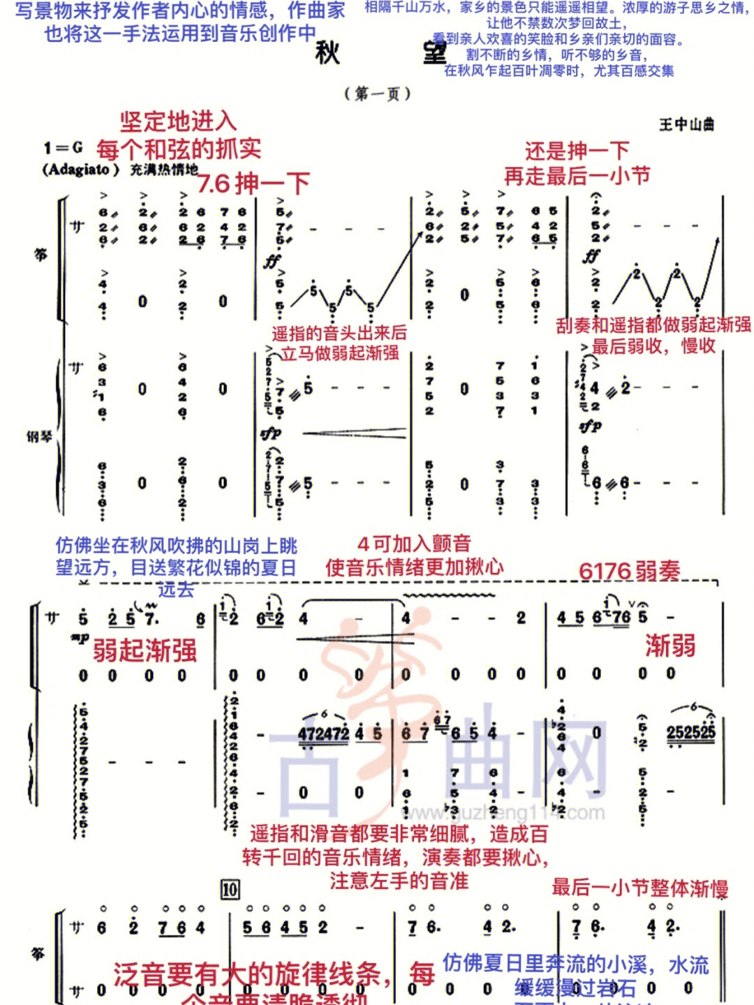 古筝莲花谣王中山讲解图片