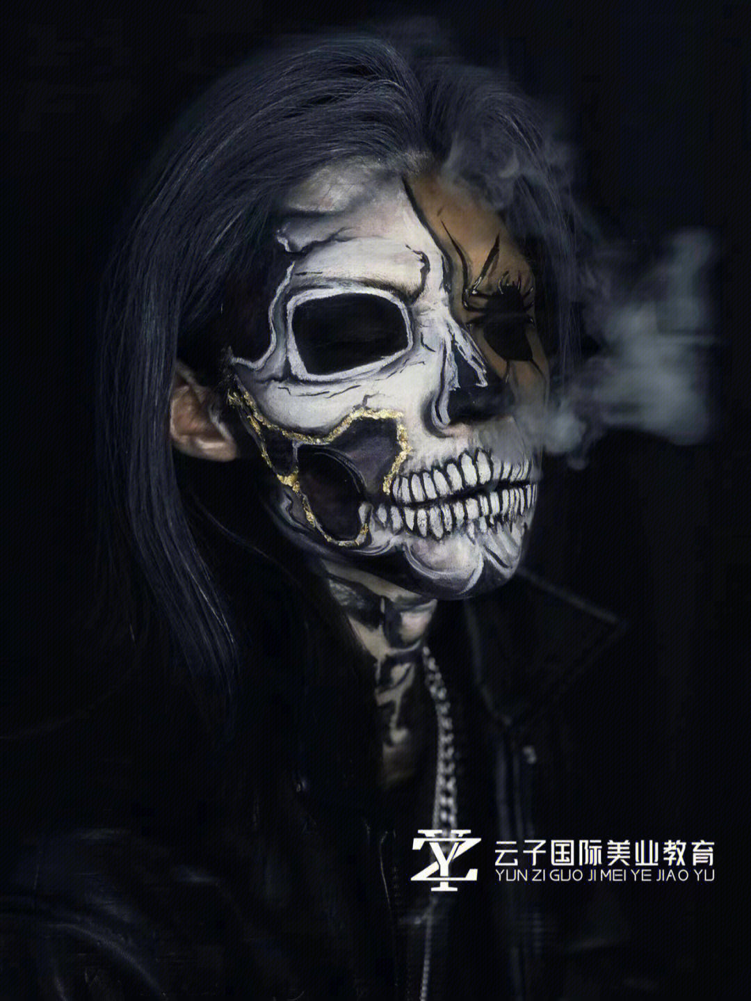 根据骨骼结构画的骷髅妆,怎么看怎么帅#青岛学影视特效化妆#青岛学