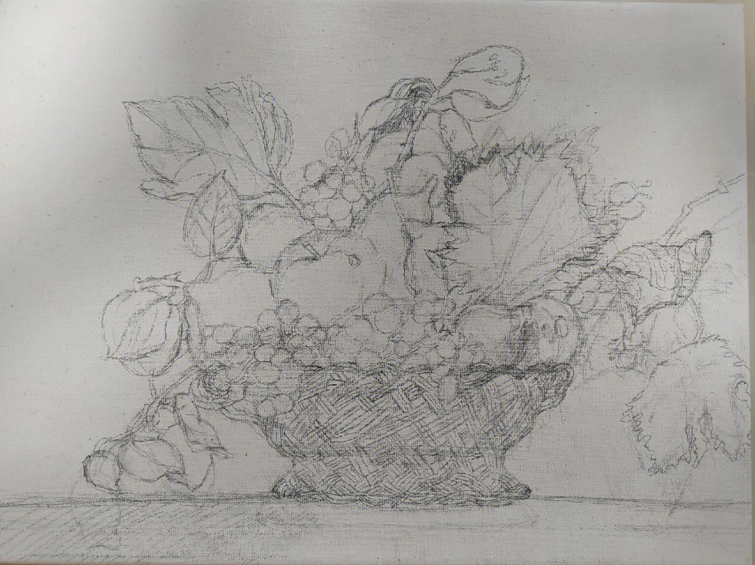 临摹卡拉瓦乔水果篮,古典油画一层又一层