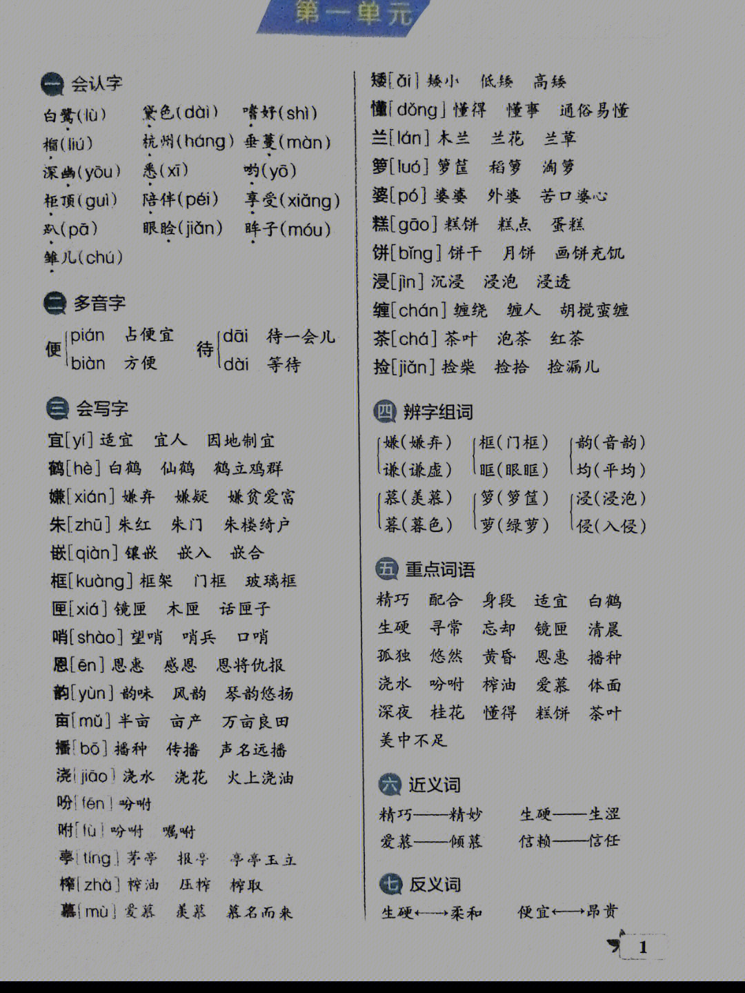 五年级语文上册重点知识复习资料