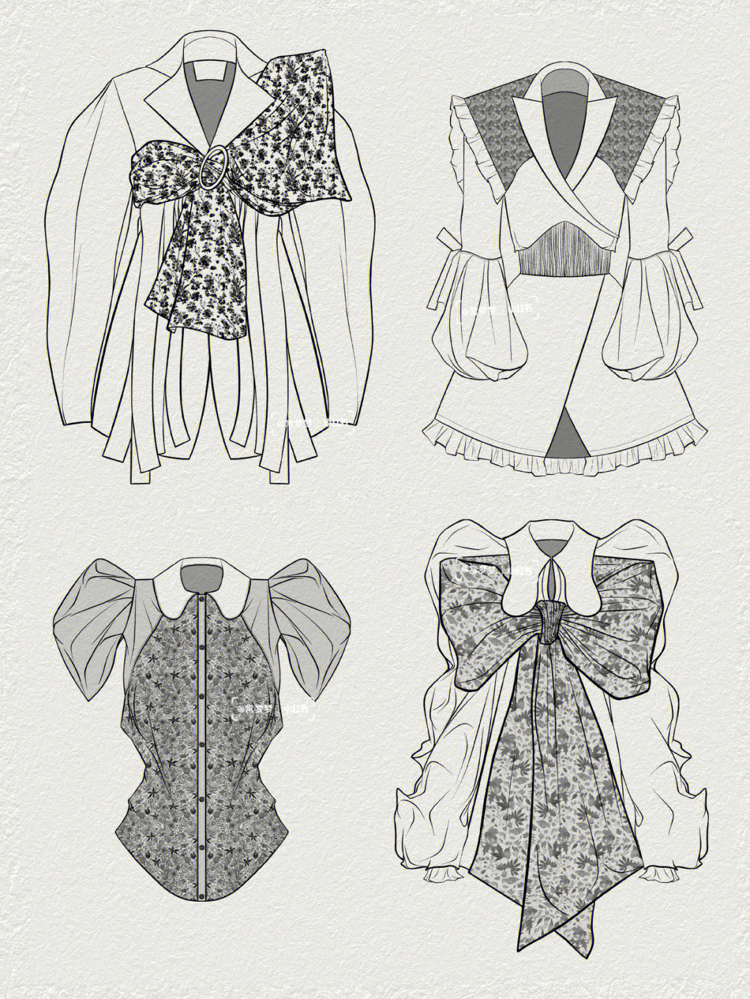 服装设计手绘复古宫廷风小众设计