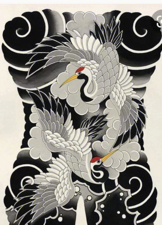 老传统仙鹤纹身
