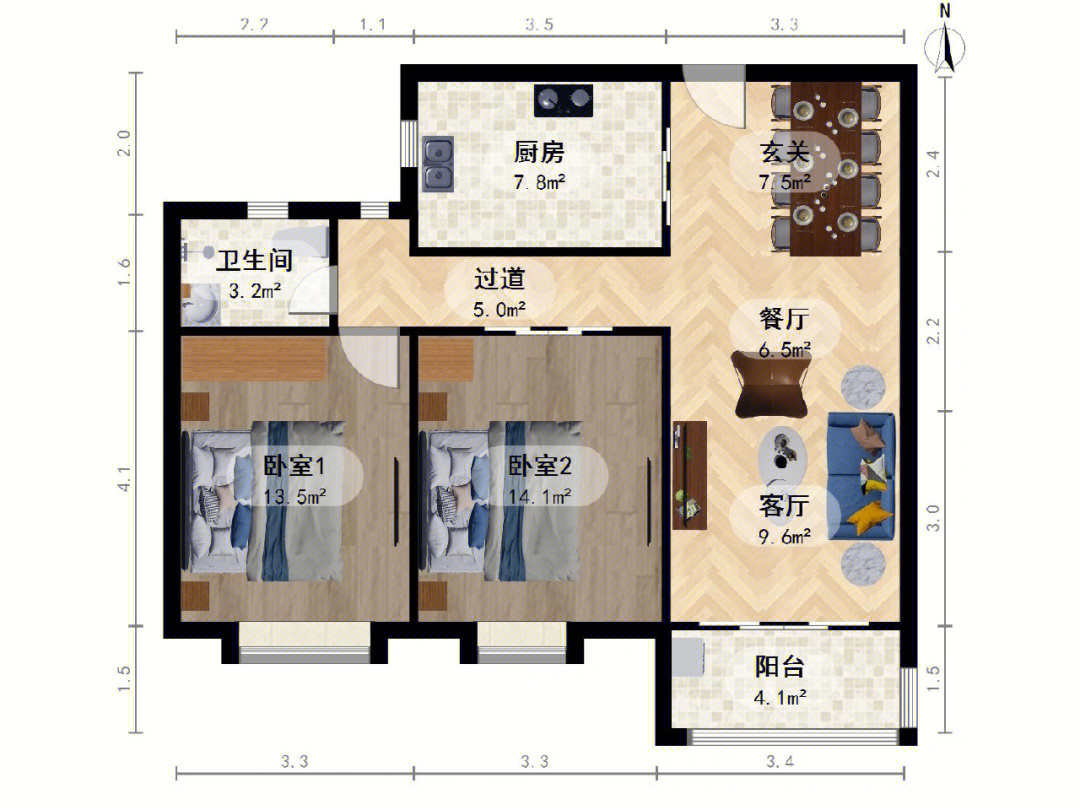 95平米户型图片