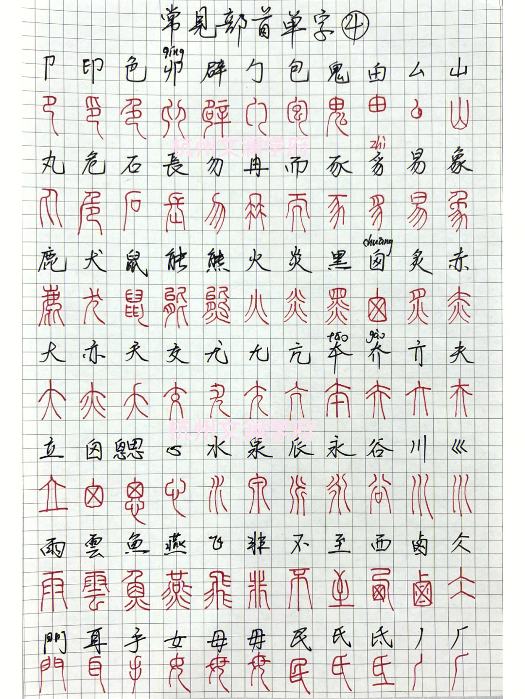 篆字常见偏旁篆字部首500字分享